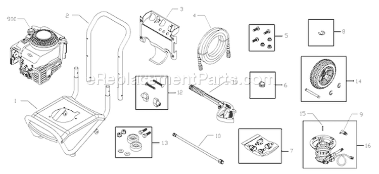 Page A Diagram and Parts List for 020250-0  Briggs and Stratton Pressure Washer